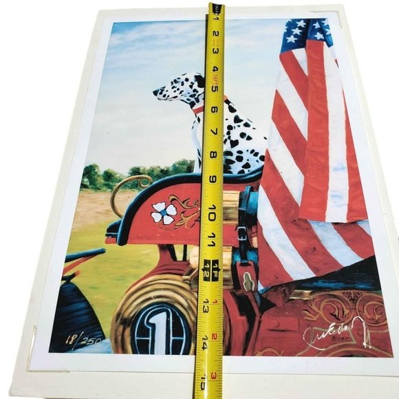 Dalmatian Patriotic Flag Old Fire Station 1 Truck Giclee Fine Art Print, Lim Ed - Picture 11 of 14